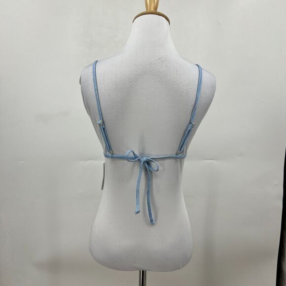 We Wore What Copper Bikini Top Womens XL Extra Large Denim String Triangle Swim - Picture 4 of 11